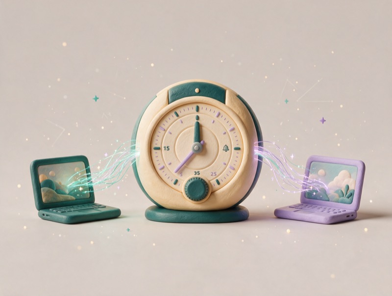 A focus timer connected to two laptops