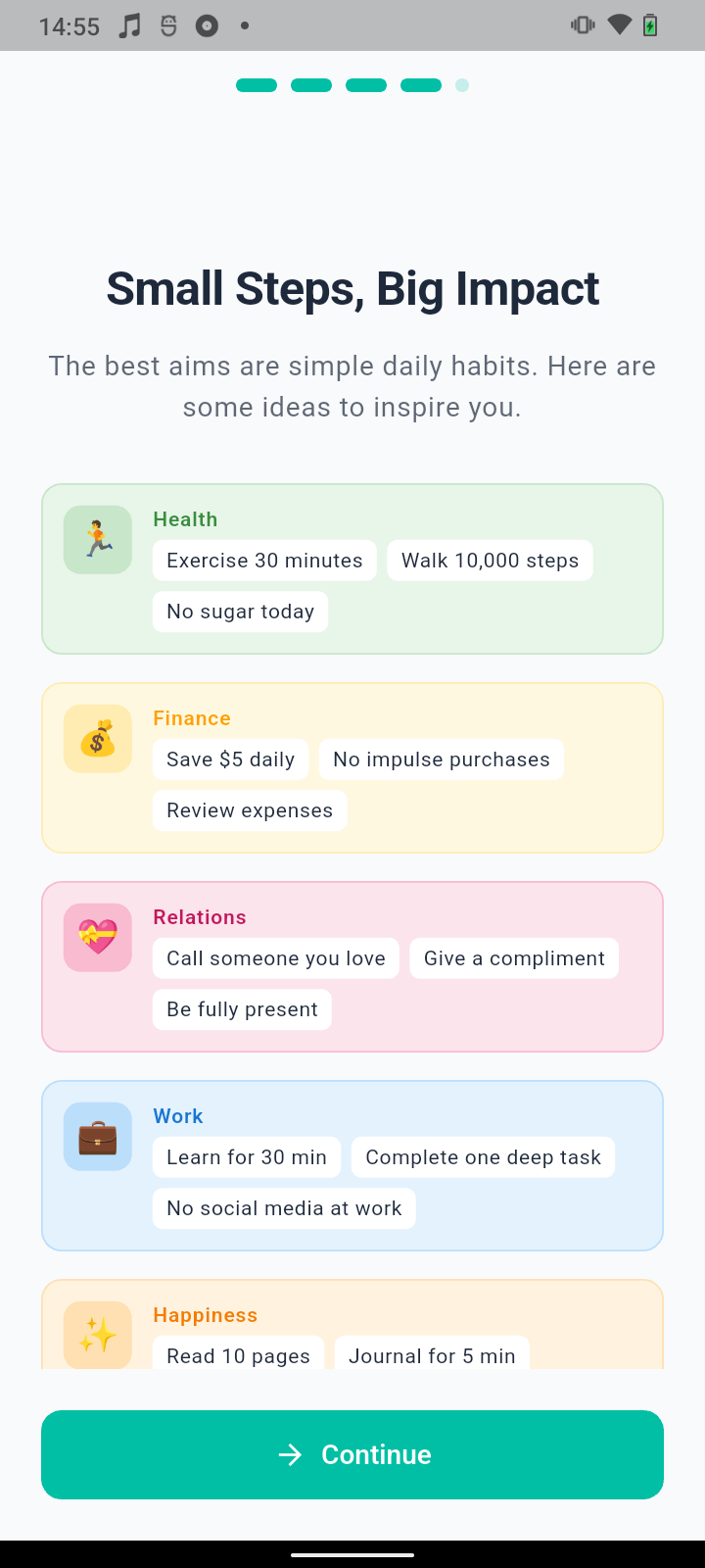 Small Steps Big Impact - Aim ideas