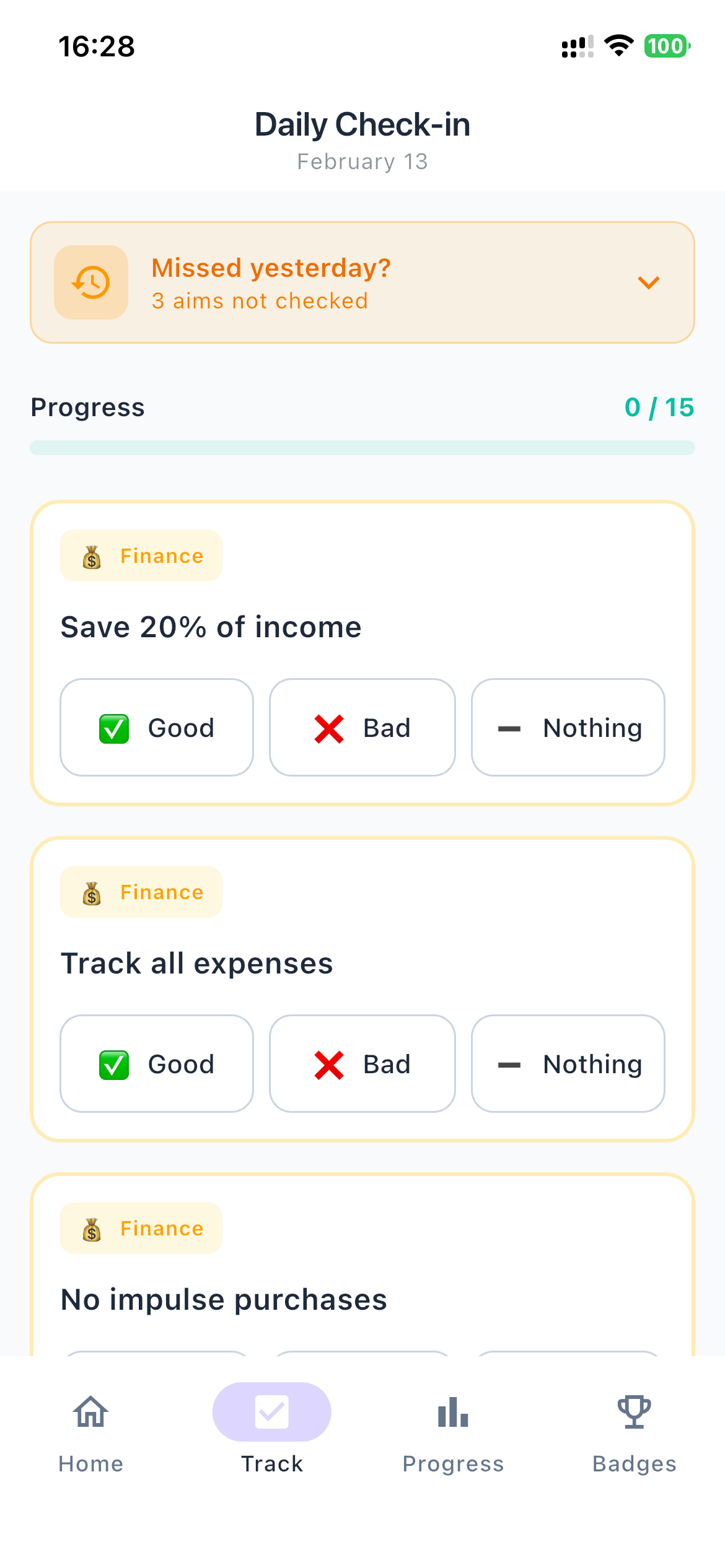 Daily Check-in with Good Bad Nothing